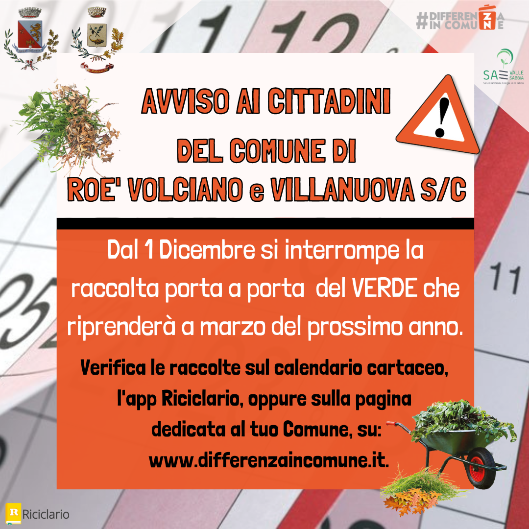 29112023 - Attenzione! Avviso ai cittadini di Roè Volciano e Villanuova sul Clisi.