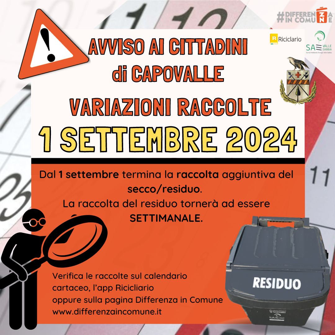 Attenzione variazione comune di Capovalle