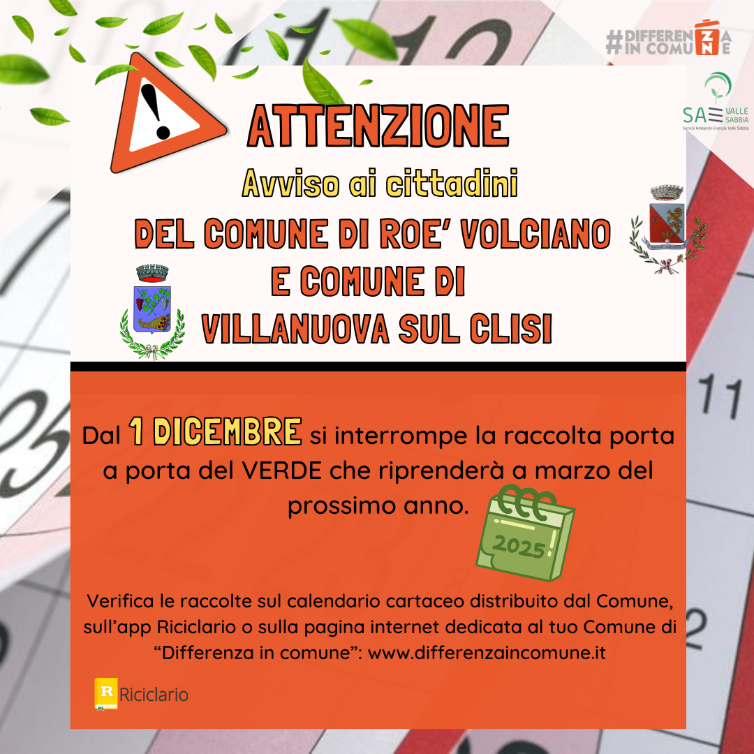 28112024 - Attenzione! Variazione Comune di Roè e Villanuova SC