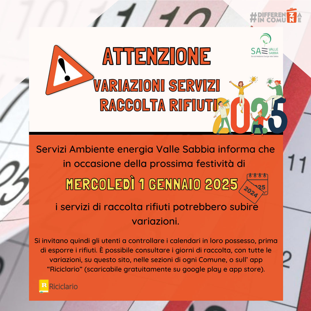 31122024 - Avviso variazioni giorni di raccolta